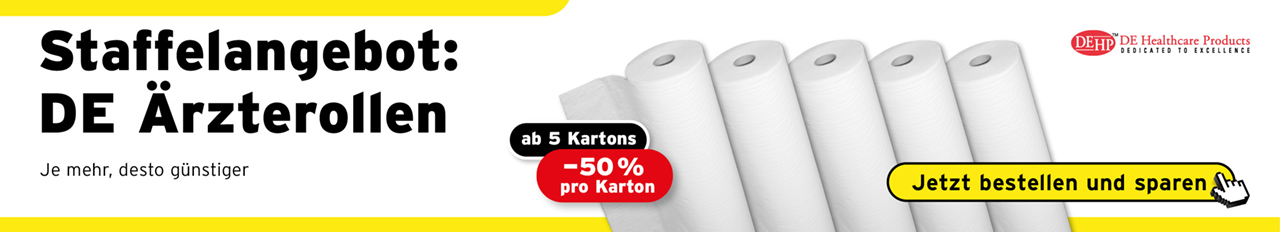 aerzterollen, liegenrollen, liegenpapier, untersuchungsliege, de healthcare, staffelangebot