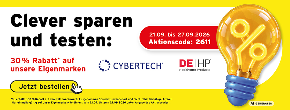 eigenmarkenrabatt, praxis discount, 30 prozent sparen, cybertech, de healthcare, guenstige alternative, desinfektion, untersuchungshandschuhe