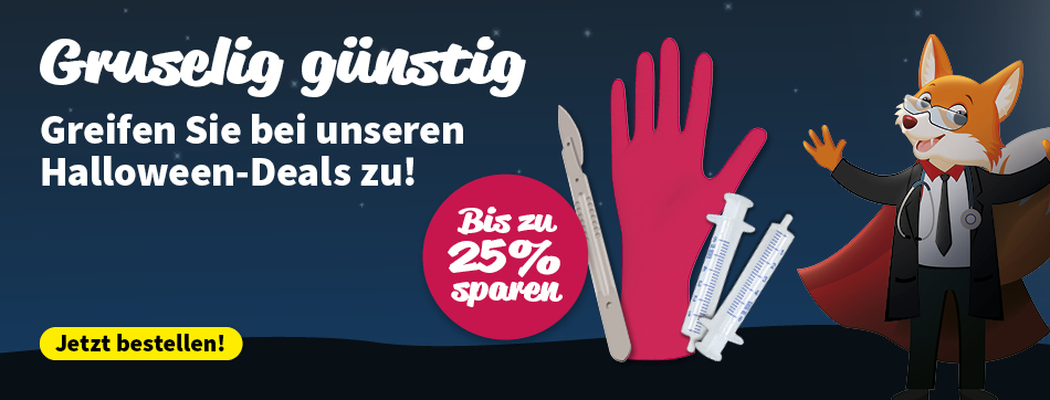 PxD Praxis-Discount | halloween sortiment, rabatt, angebote, bis zu 30%, unigloves, skalpelle, einmalspritzen