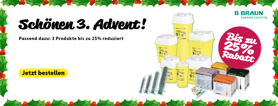 PxD Praxis-Discount | advent, rabatt, b braun, medibox, kanuelensammler, sterican einmal kanuelen, injekt solo einmalspritzen, bis zu 25% rabatt