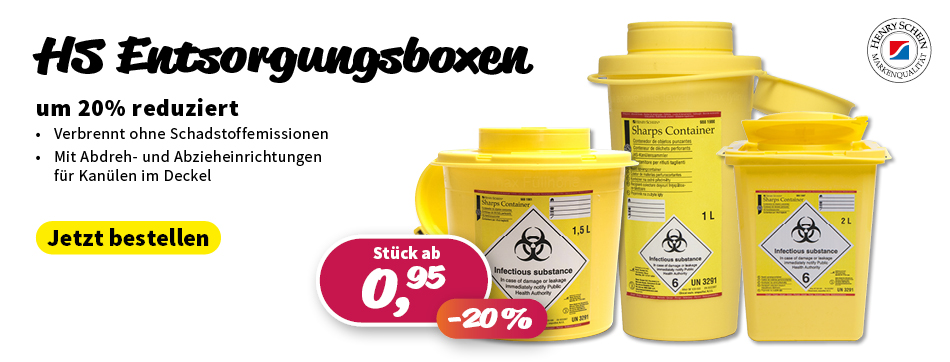 henry schein, entsorgungsboxen, kanuelensammler, kanuelenbox, sicherheitsbehaelter