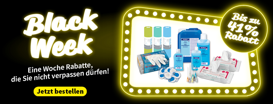 black friday, black week, praxi discount, sparen, guenstig, sterillium, urinteststreifen, hartmann, combur, roche, braun, sterican kanuelen, meliseptol wipes sensitive, blue sensor elektroden, micral test, aerzterollen, fripa, liegenpapier, latexhandschuhe