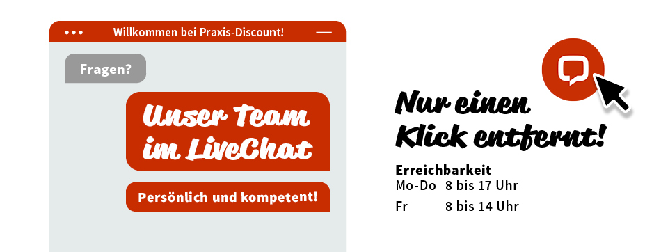 Unser Team im LiveChat. Persönlich und kompetent! Nur einen Klick entfernt! Erreichbarkeit Mo-Do 8 bis 17 Uhr, Fr 8 bis 14 Uhr