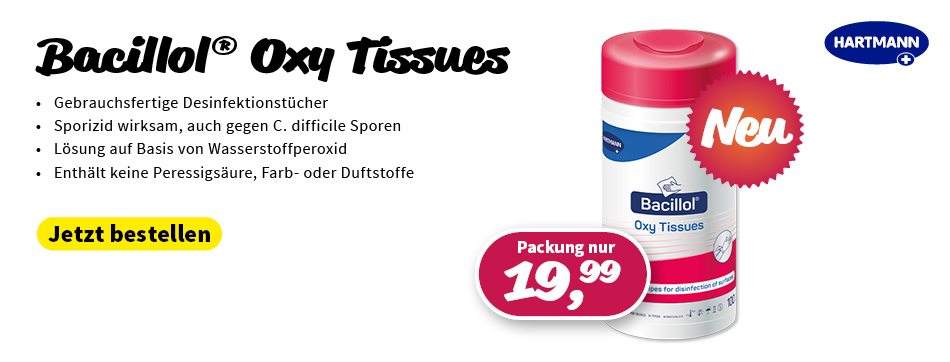 Flaechendesinfektion, Wischtuecher, neu: bacillol oxy wipes, hartmann