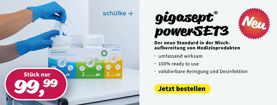 gigasept powerset3, schuelke, validierbare systemloesung, ready to use, krinko konforme aufbereitung, instrumentenaufbereitung, ultraschallsonde, reinigung, desinfektion
