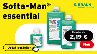 haendedesinfektion, bbraun, softaman, softa man essential, farbstoff- und parfuemfrei, gute hautvertraeglichkeit, frei von zusatzstoffen, desinfektion, begrenzt viruzid plus