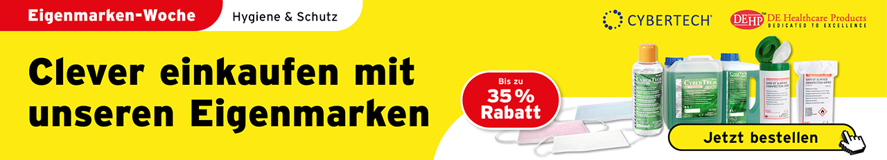 eigenmarke, de healthcare, cybertech, desinfektion, hygiene, handdesinfektion, flaechendesinfektion, desinfektionstuecher