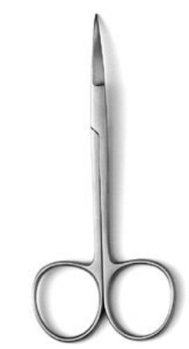 Schere fein, spitz/spitz, gebogen, 9 cm Schere fein, spitz/spitz, gebogen, 9 cm