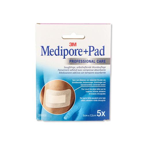 Medipore + Pad, steriler Wundverband, 5 x 7,2 cm, Wundkissen: 2,5 x 3,8 cm, 5 Stück