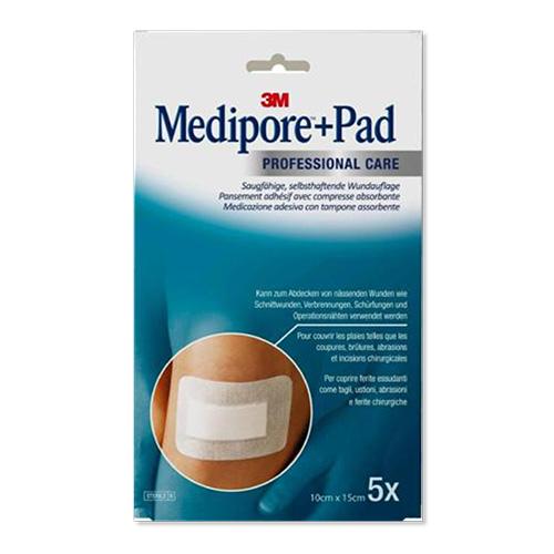 Medipore + Pad, 10x15cm, Wundkissen 5,0x10,5cm, 5Stk