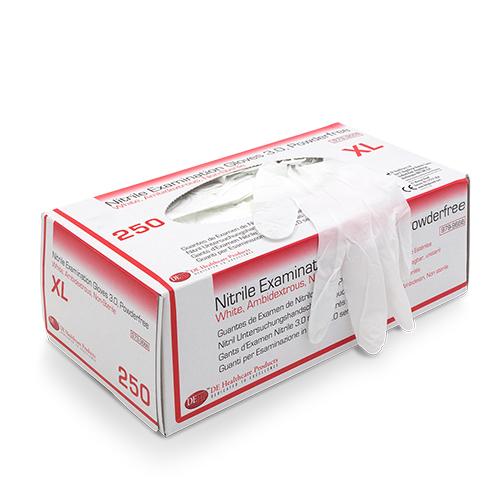 DE Nitrilhandschuhe, weiß puderfrei, Gr.XL, 250Stk
